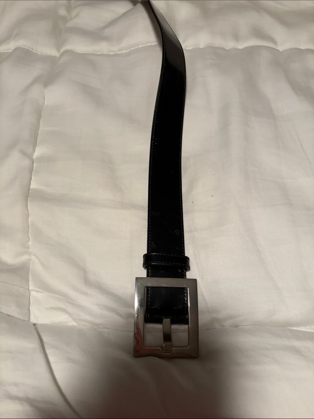 Black Leather Calvin Klein Belt with Silver Buckle - Small